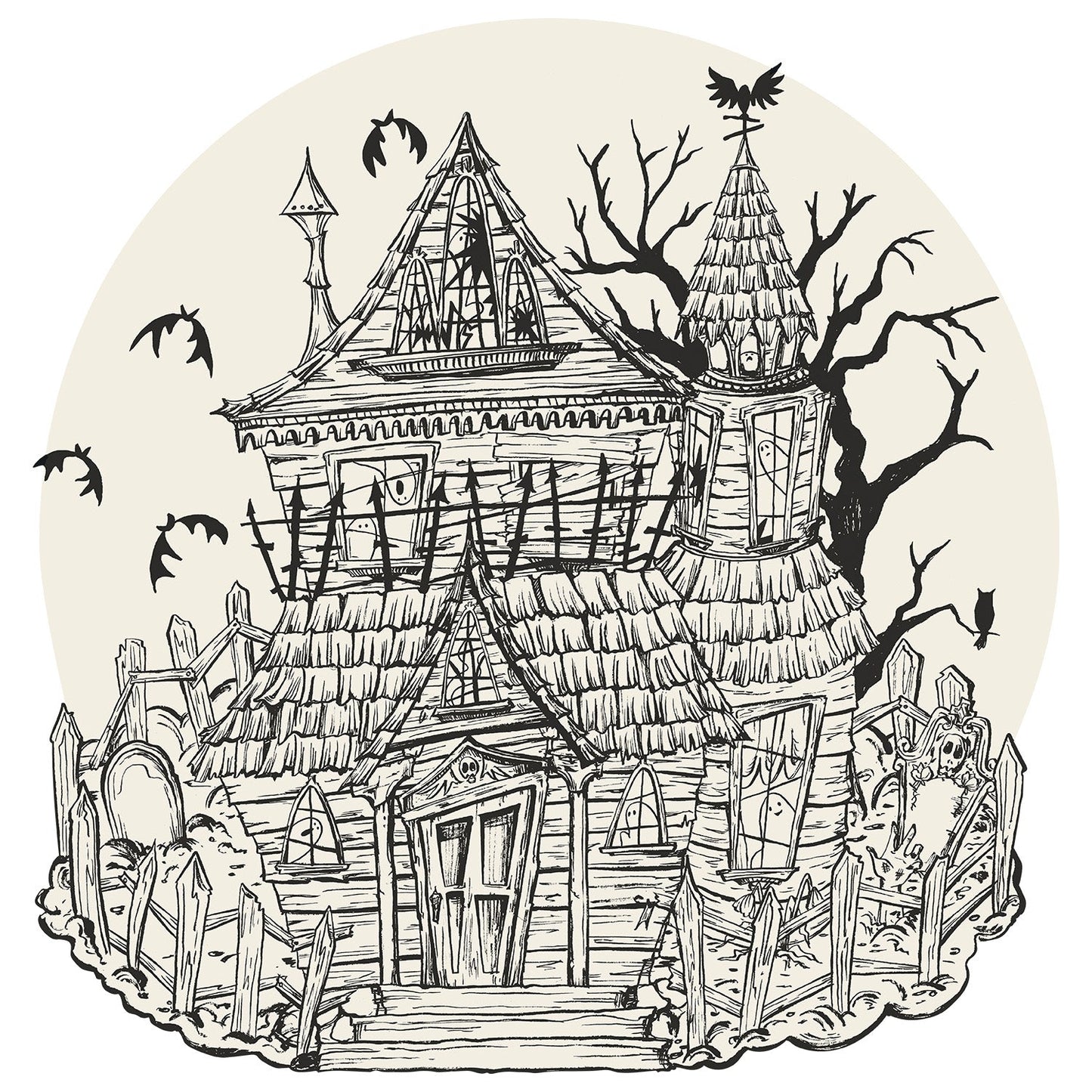 Die-Cut Coloring Haunted House Placemat