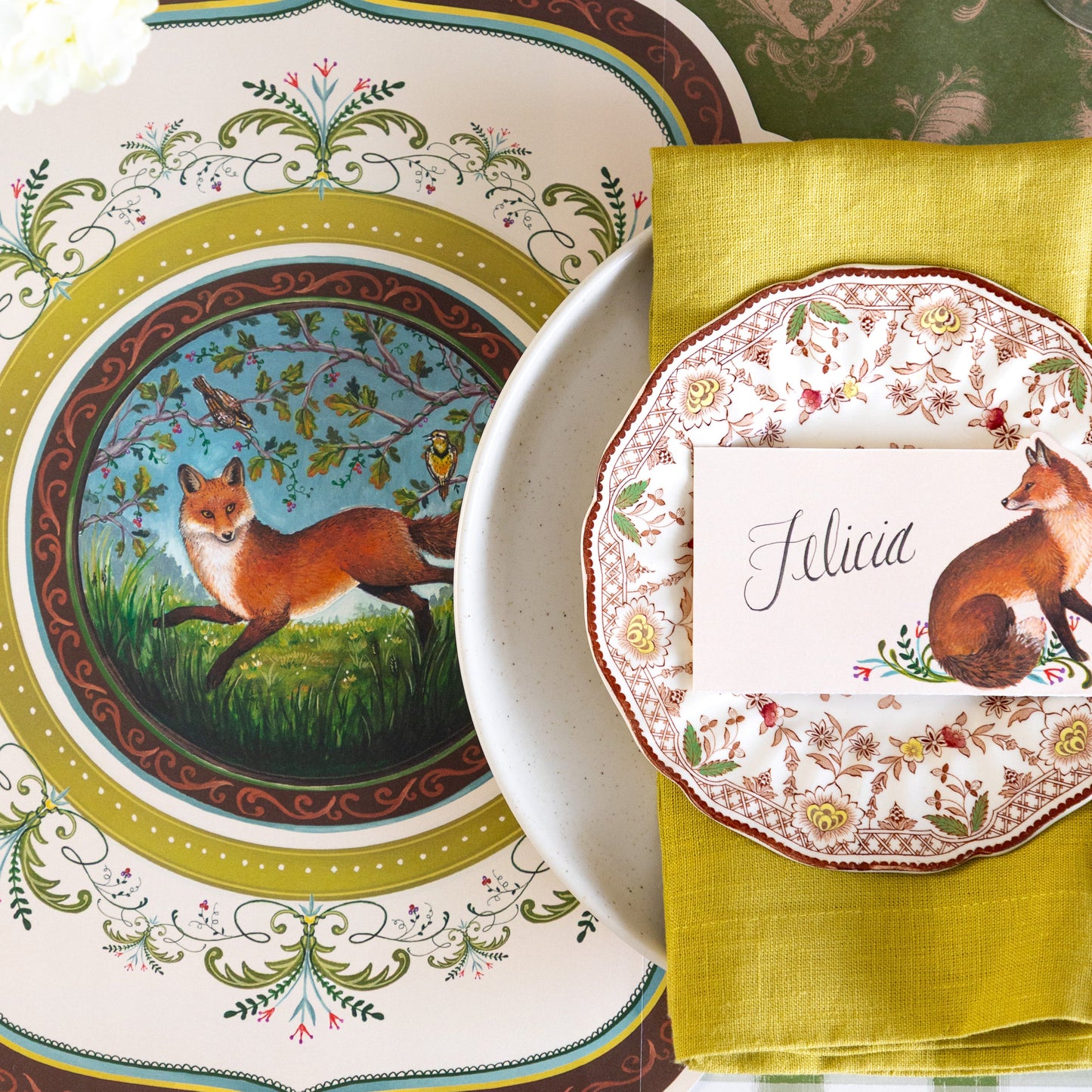 Die-cut Fanciful Fox China Placemat