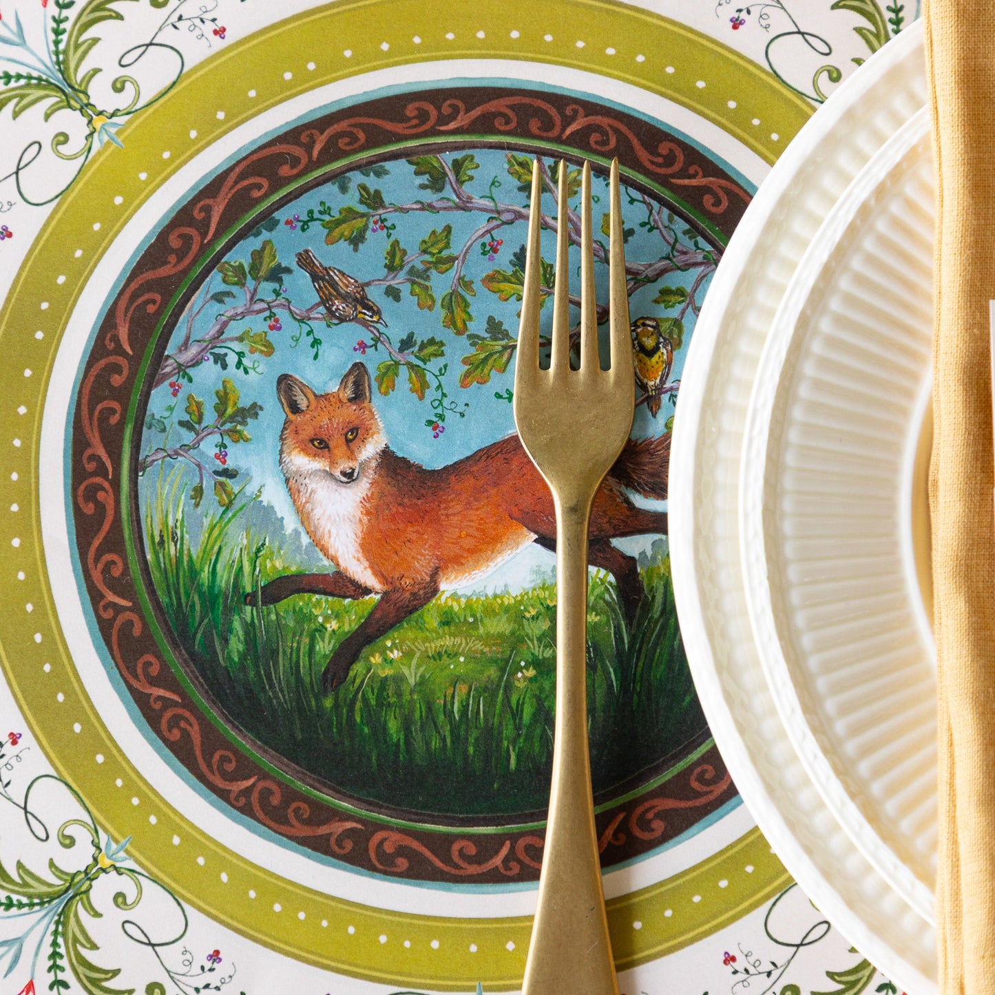 Die-cut Fanciful Fox China Placemat